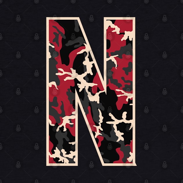 Initial Capital Letter N Camo Alphabet Gift Women Men Kids by teeleoshirts